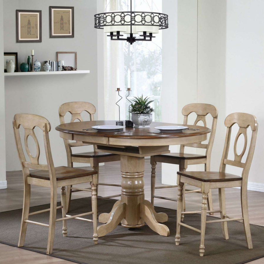 Dining Table Sets * | Discount Sunset Trading Brookdale 5 Piece Oval Counter Height Table Set With Napoleon Stools