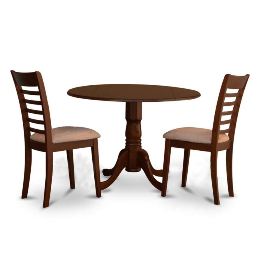 Dining Table Sets * | Flash Sale Round East West Furniture 3 Piece Straight Ladderback Drop Leaf Dinette Dining Table Set