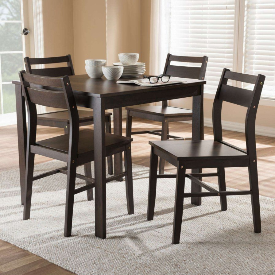 Dining Table Sets * | Buy Square Baxton Studio Lovy 5 Piece Rectangular Dining Set