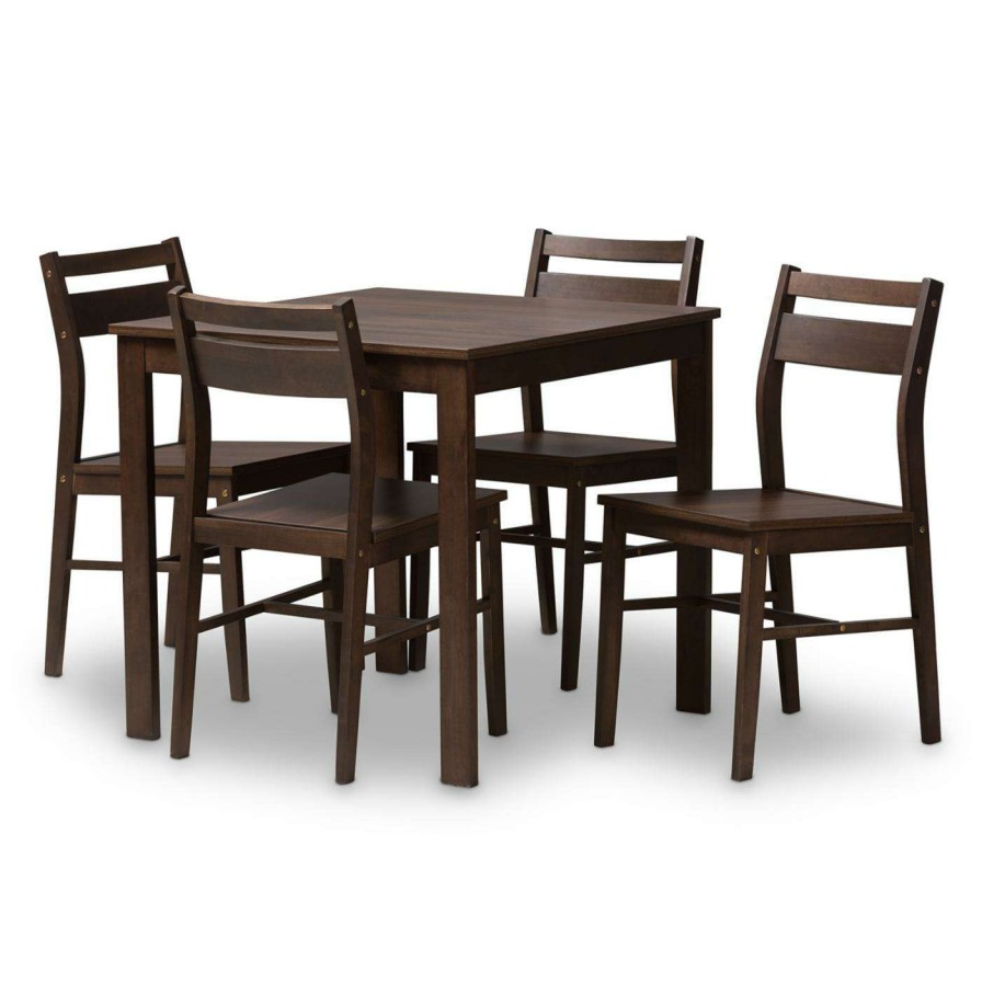 Dining Table Sets * | Buy Square Baxton Studio Lovy 5 Piece Rectangular Dining Set