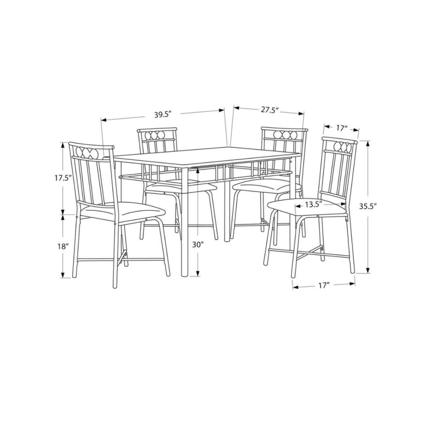 Dining Table Sets * | Hot Sale Rectangle Monarch Specialties Veronica 5 Piece Dining Table Set