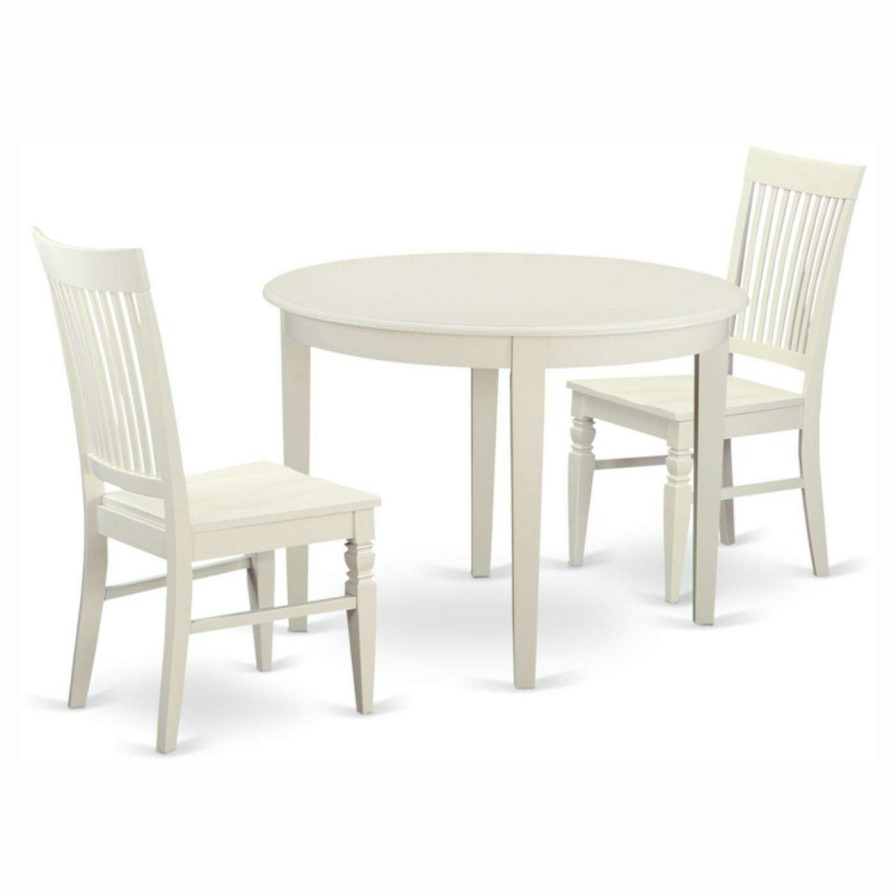 Dining Table Sets * | Best Sale East West Furniture Boston 3 Piece Round Dining Table Set With Weston Wooden Seat Chairs