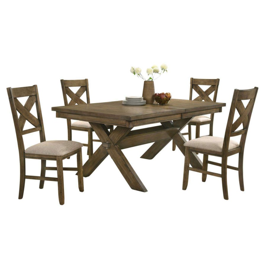 Dining Table Sets * | Flash Sale Rectangle Roundhill Furniture Raven 5 Piece Dining Set