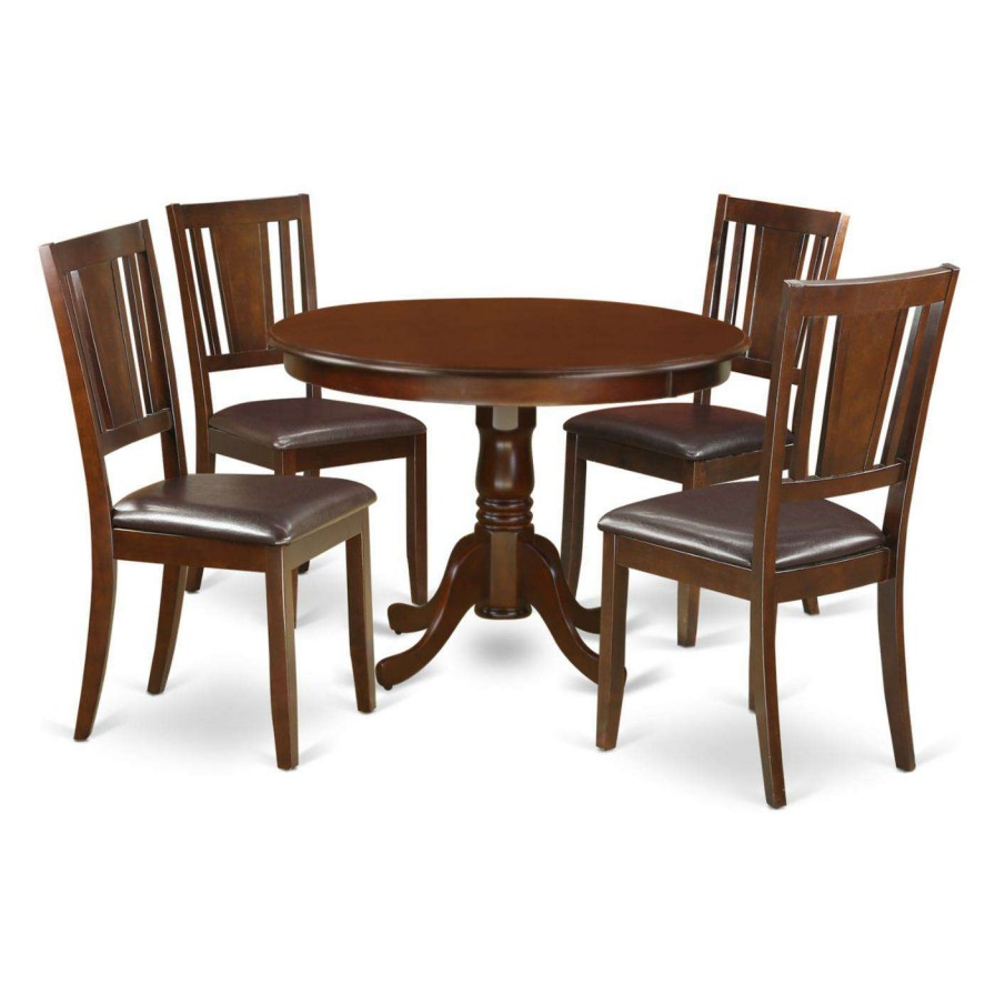 Dining Table Sets * | Budget Round East West Furniture Hartland 5 Piece Scotch Art Dining Table Set