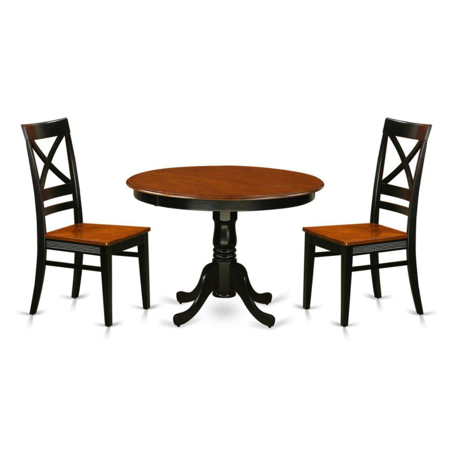 Dining Table Sets * | Best Sale Round East West Furniture Hartland 3 Piece Cross-And-Ladder Dining Table Set