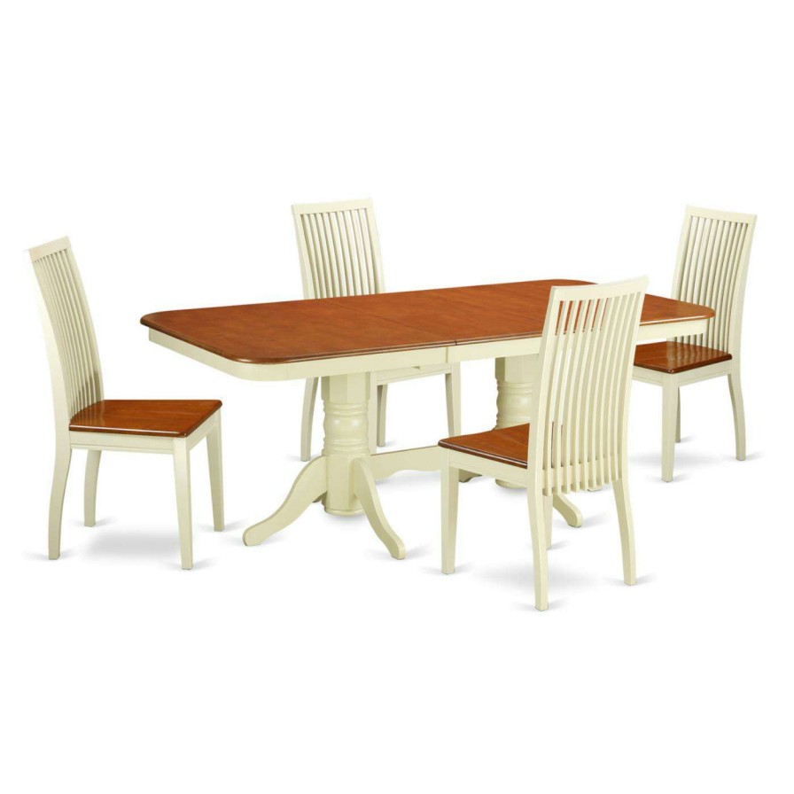 Dining Table Sets * | Best Deal Casual Dining Sets East West Furniture Napoleon Naip5 Five Piece Extension Dining Table Set