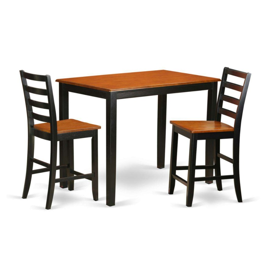 Dining Table Sets * | Cheapest Rectangle East West Furniture Yarmouth 3 Piece Ladder Back Dining Table Set