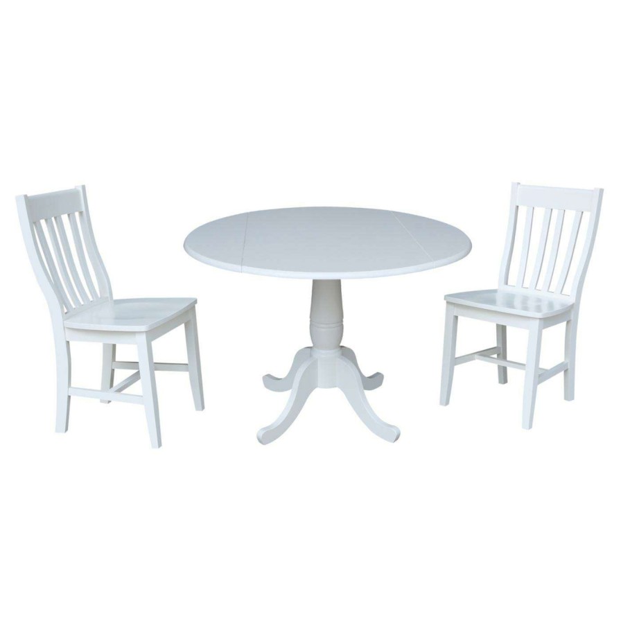 Dining Table Sets * | Flash Sale International Concepts 3 Piece Round Pedestal Drop Leaf Table Set