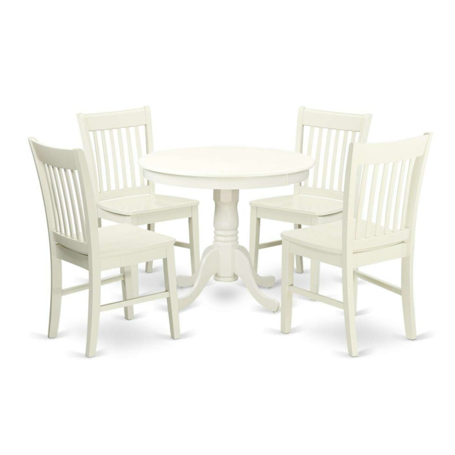 Dining Table Sets * | Cheap East West Furniture Antique Anno5 Five Piece Round Pedestal Dining Set