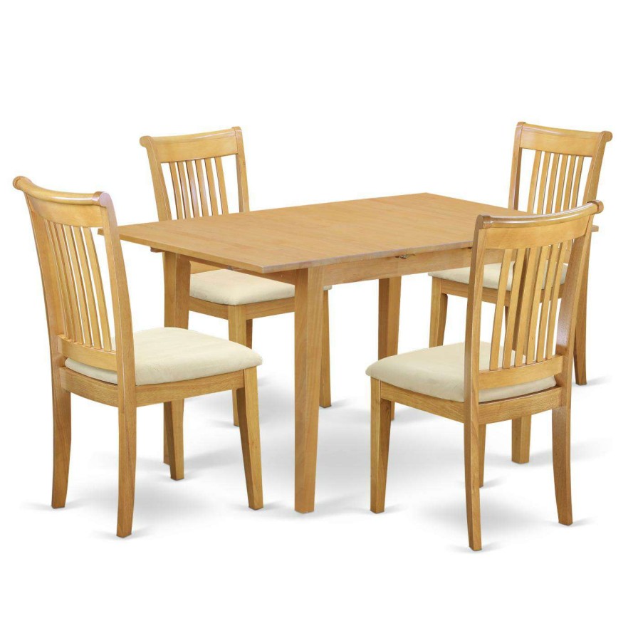 Dining Table Sets * | Best Deal Rectangle East West Furniture Norfolk 5 Piece Dining Table Set Oak Wood