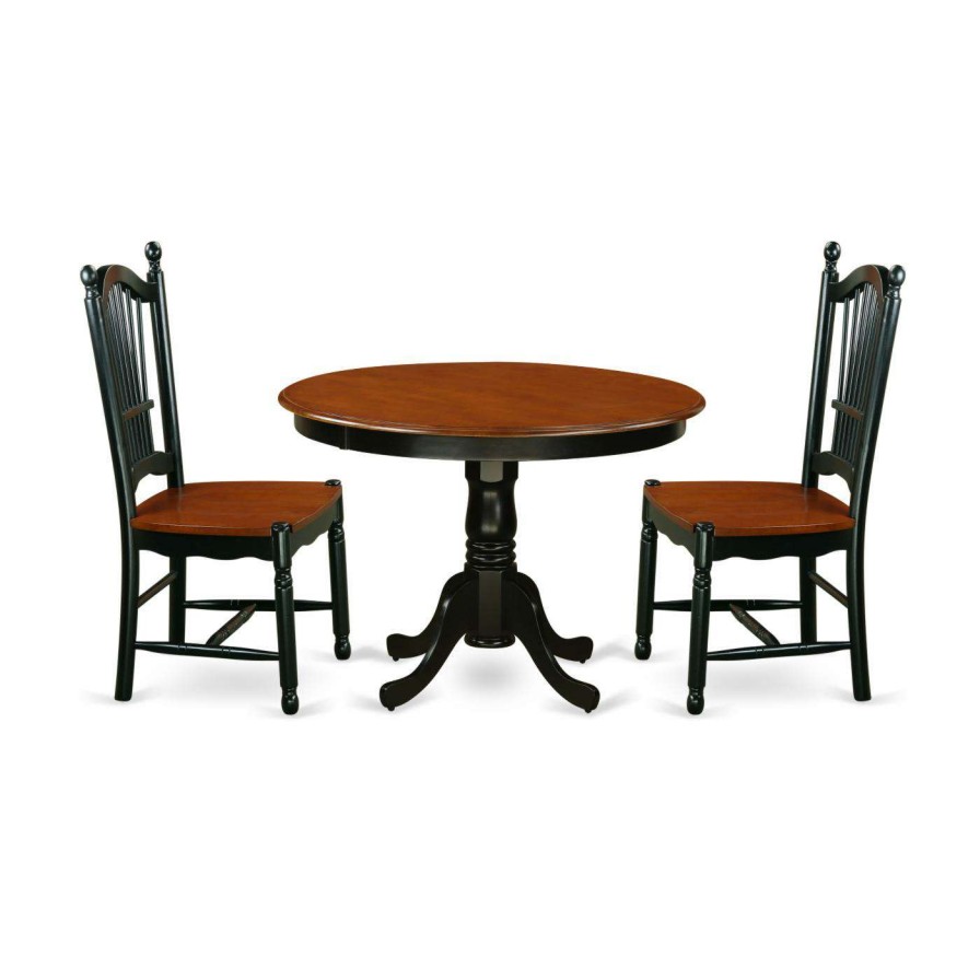 Dining Table Sets * | Cheap East West Furniture Hartland Hldo3 Three Piece Round Pedestal Dining Table Set