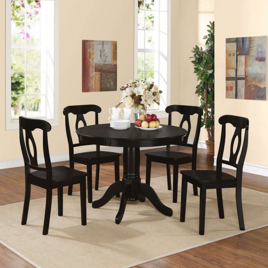 Dining Table Sets * | Promo Round Dorel Living Aubrey 5 Piece Pedestal Dining Set White