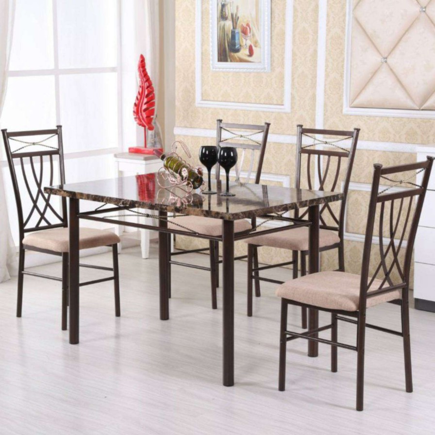 Dining Table Sets * | Promo Rectangle Hodedah Imports 5 Piece Dining Table Set