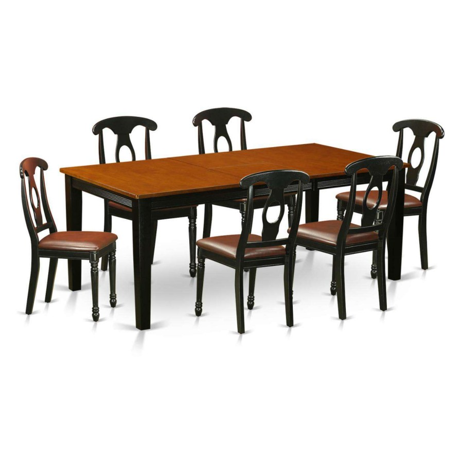 Dining Table Sets * | Wholesale Rectangle East West Furniture Quincy 7-Piece Keyhole Dining Table Set