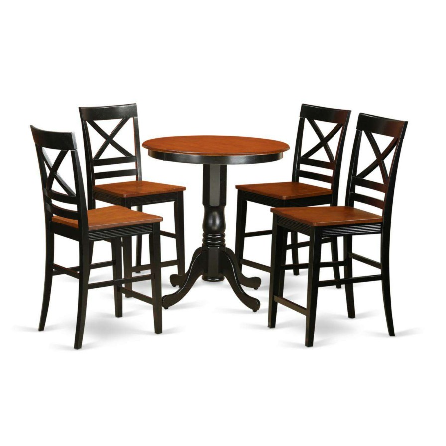 Dining Table Sets * | New Round East West Furniture Eden 5 Piece Cross-And-Ladder Dining Table Set