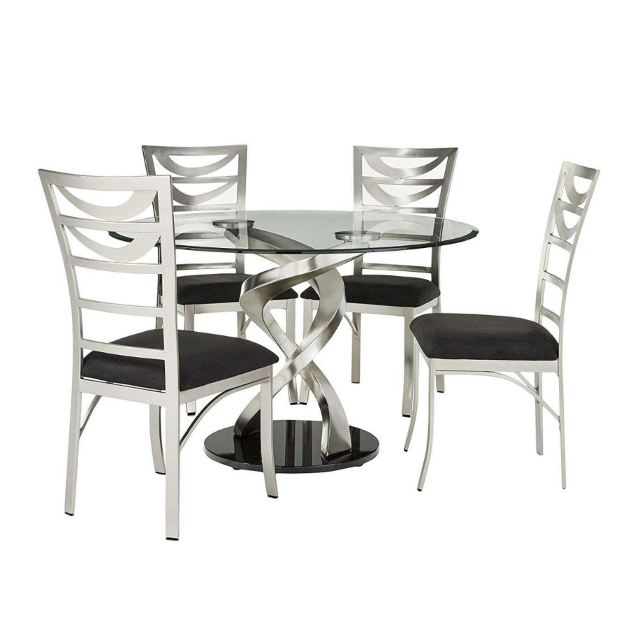 Dining Table Sets * | Best Pirce Round Furniture Of America Sparling 5 Piece Dining Table Set With Spiraling Base