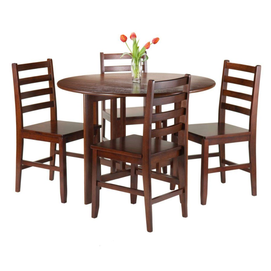 Dining Table Sets * | Best Deal Winsome Trading Alamo 5 Piece Round Dining Table Set