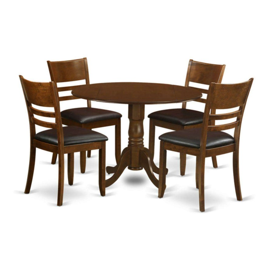 Dining Table Sets * | Best Deal Round East West Furniture 5 Piece Mission Drop Leaf Dinette Dining Table Set