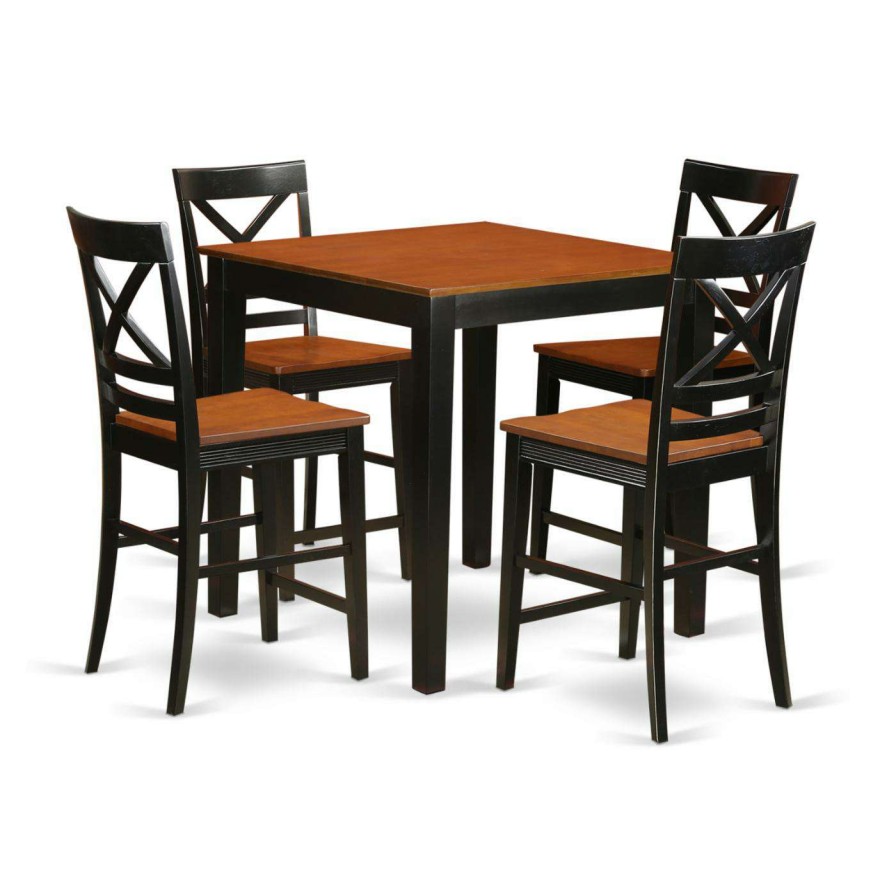 Dining Table Sets * | Buy Square East West Furniture Pub 5 Piece Cross-And-Ladder Dining Table Set