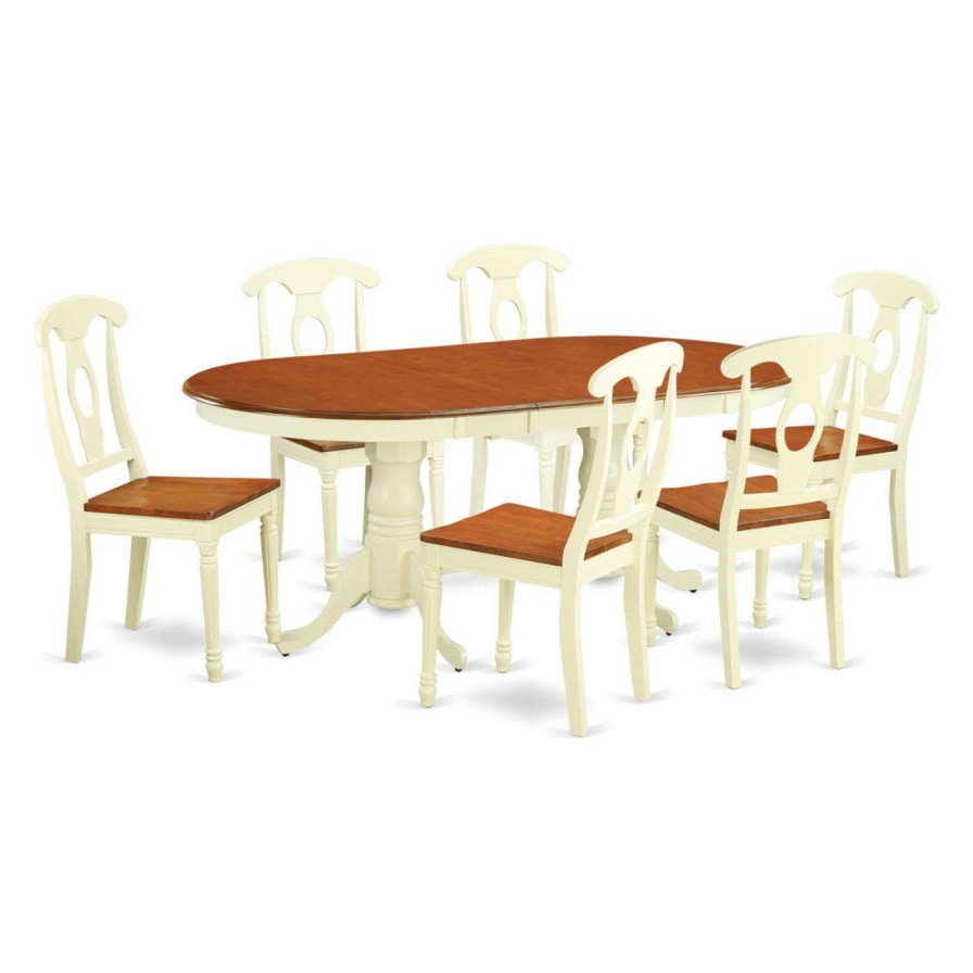 Dining Table Sets * | Best Sale Oval East West Furniture Plainville 7 Piece Keyhole Dining Table Set