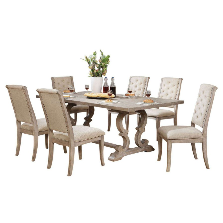 Dining Table Sets * | Coupon Rectangle Furniture Of America Schuster 7 Piece Dining Table Set