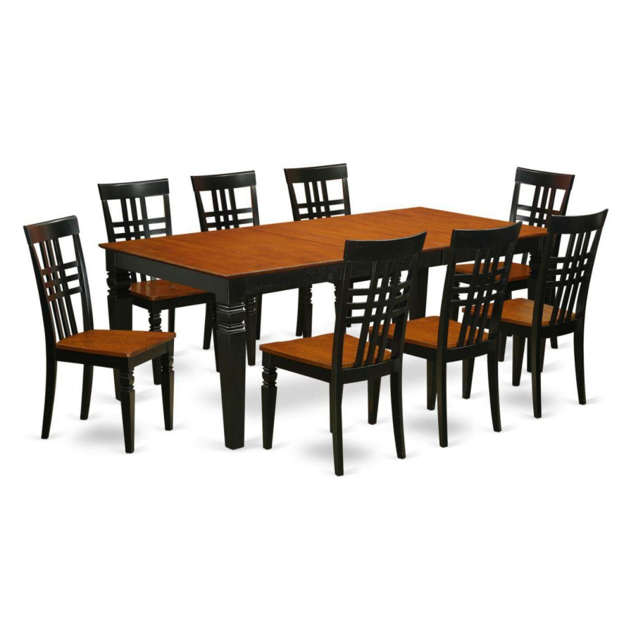 Dining Table Sets * | New Rectangle East West Furniture Logan 9 Piece Latticeback Dining Table Set