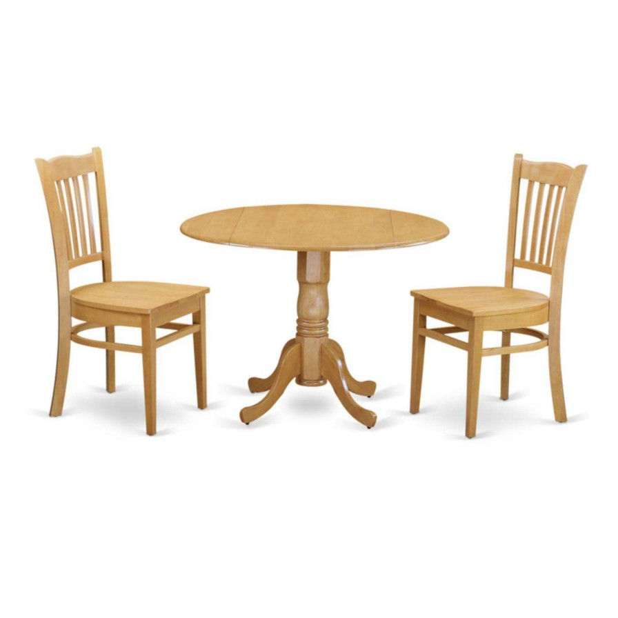 Dining Table Sets * | Budget Round East West Furniture 3 Piece Comb Back Drop Leaf Dinette Dining Table Set