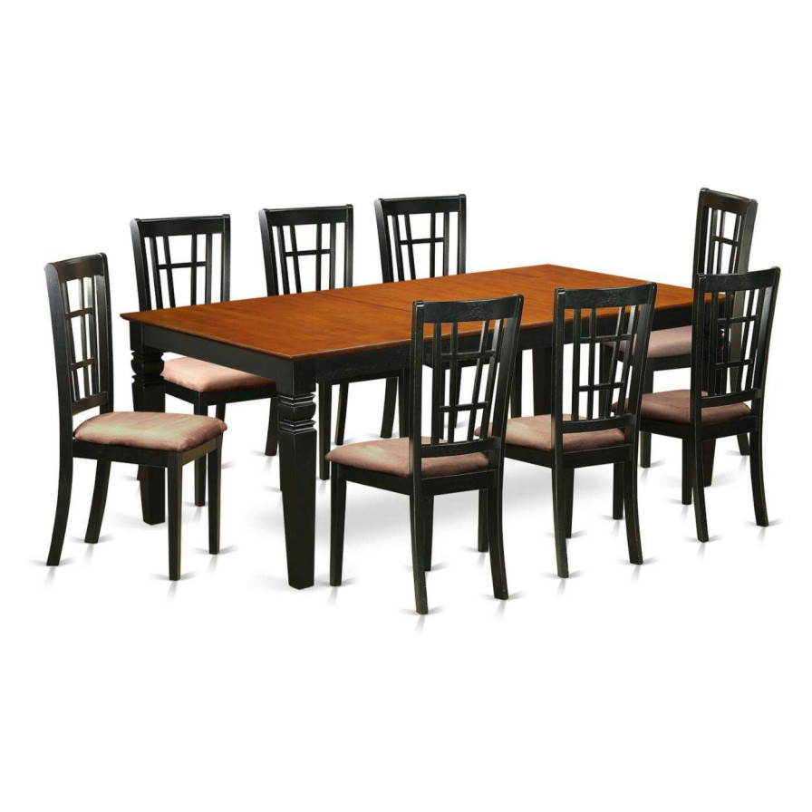 Dining Table Sets * | Promo Rectangle East West Furniture Logan 9 Piece Windowpane Dining Table Set