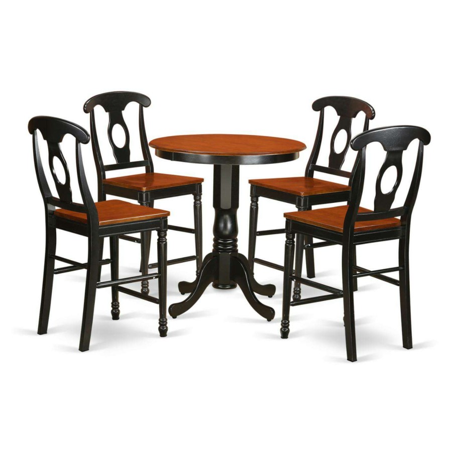 Dining Table Sets * | Cheap Round East West Furniture Eden 5 Piece Keyhole Dining Table Set