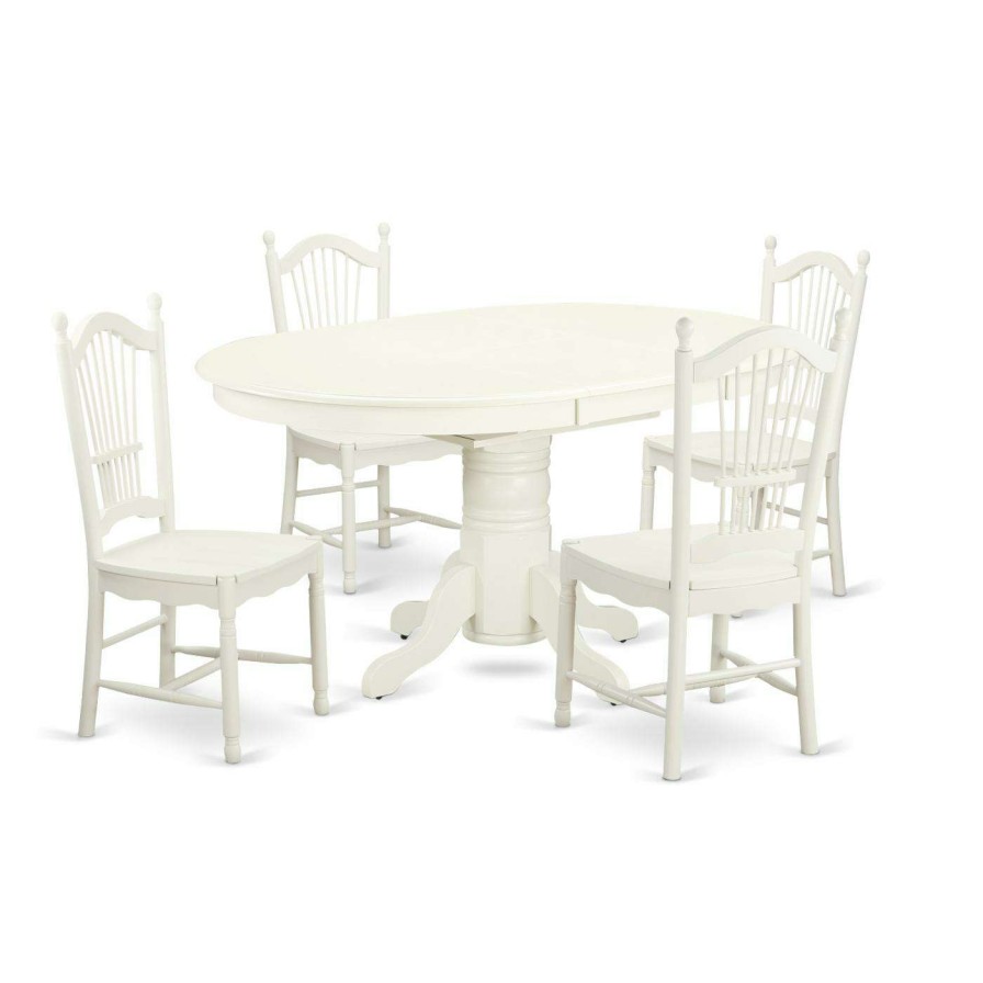 Dining Table Sets * | New Oval East West Furniture Avon Avdo5 Five Piece Extension Dining Table Set