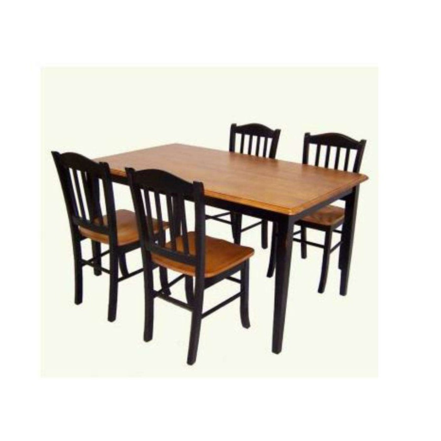 Dining Table Sets * | Hot Sale Rectangle Boraam Shaker 5 Piece Dining Table Set Black / Oak