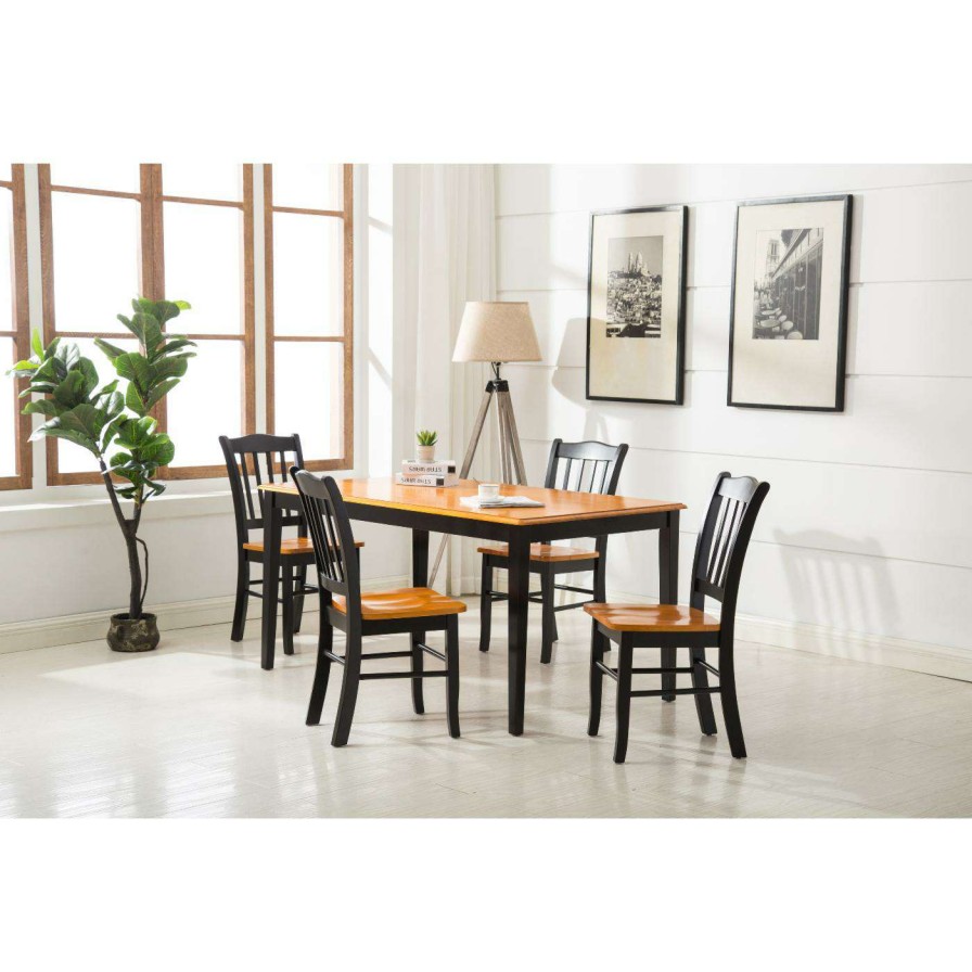 Dining Table Sets * | Hot Sale Rectangle Boraam Shaker 5 Piece Dining Table Set Black / Oak