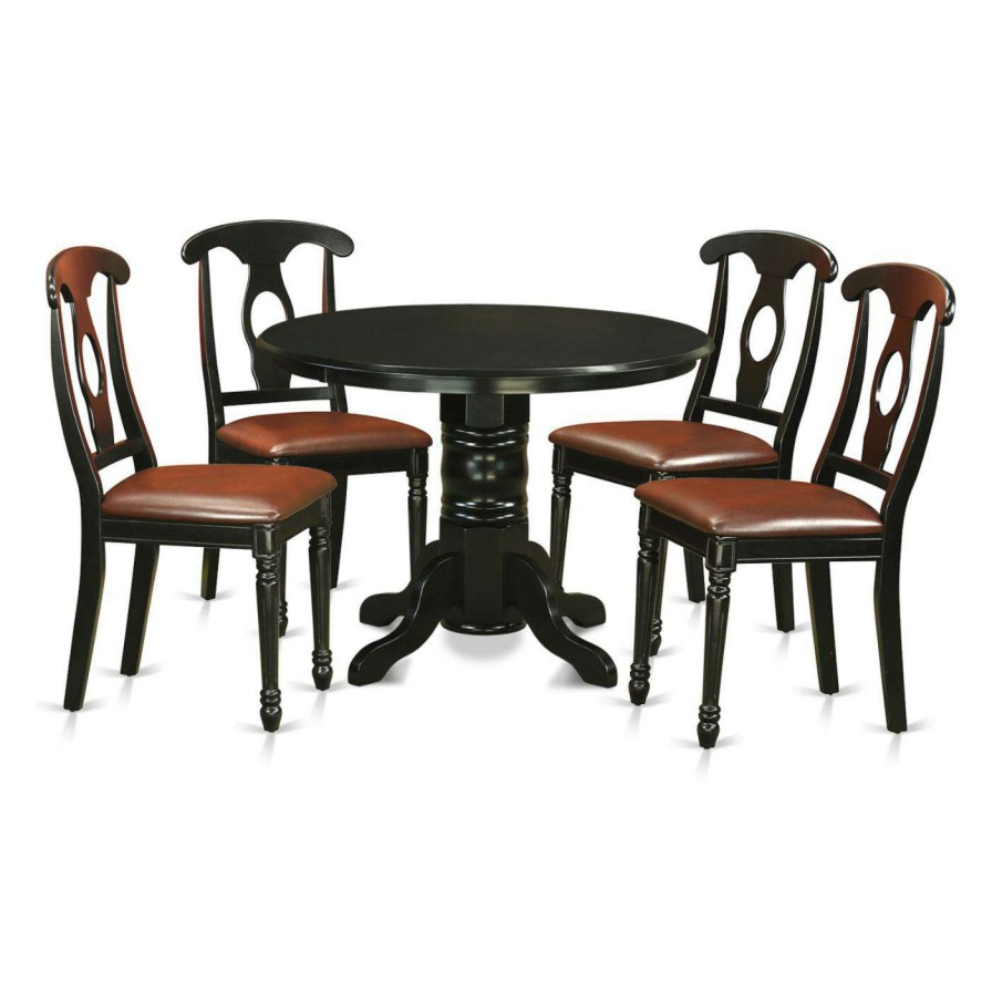 Dining Table Sets * | Outlet Round East West Furniture Shelton 5 Piece Keyhole Dining Table Set