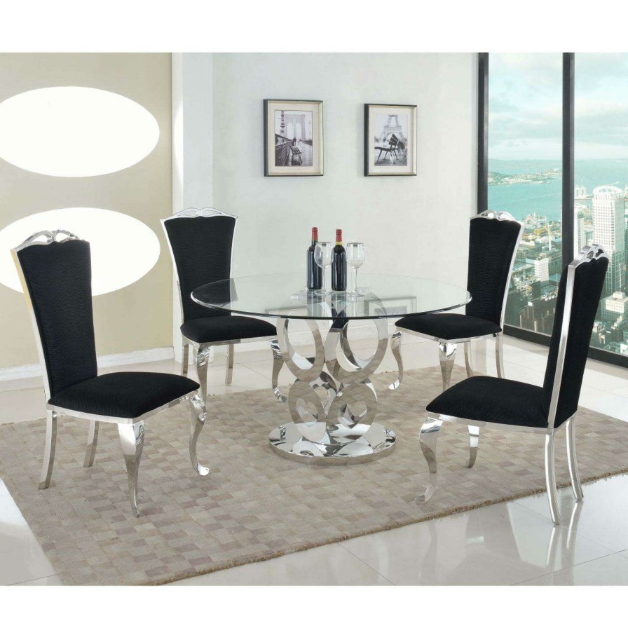 Dining Table Sets * | Best Reviews Of Round Chintaly Raegan 5-Piece Dining Table Set With Jamie Side Chair