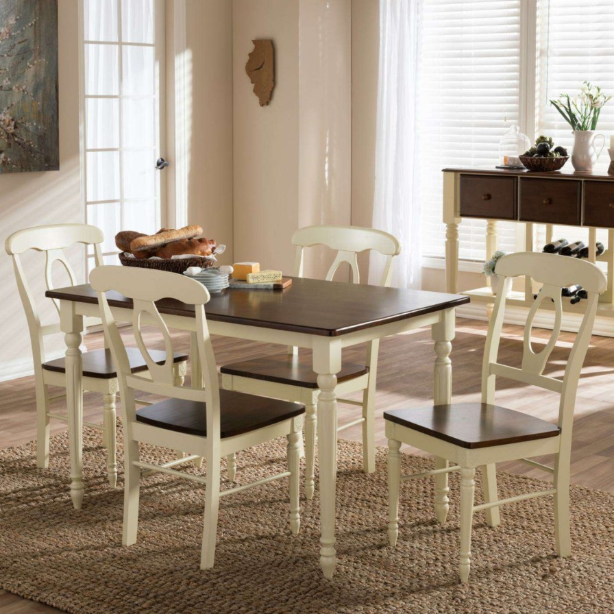 Dining Table Sets * | Promo Rectangle Baxton Studio Napoleon 5 Piece Dining Table Set