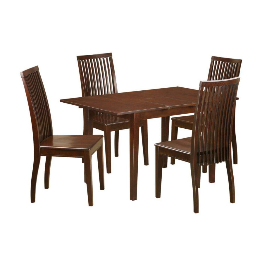 Dining Table Sets * | Cheap Rectangle East West Furniture 5 Piece Picasso Rectangular Extending Dining Table Set Mahogany