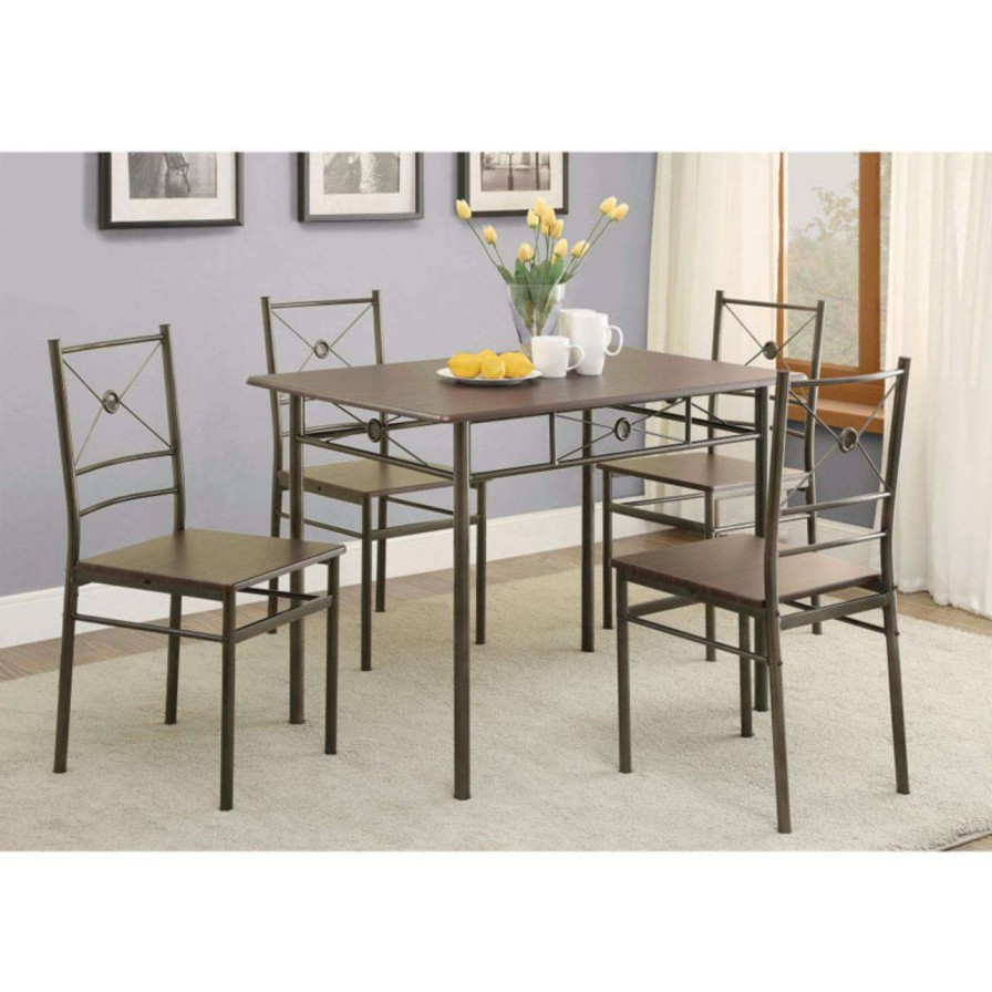 Dining Table Sets * | Deals Rectangle Benzara Ironlike 5 Piece Rectangular Dining Table Set