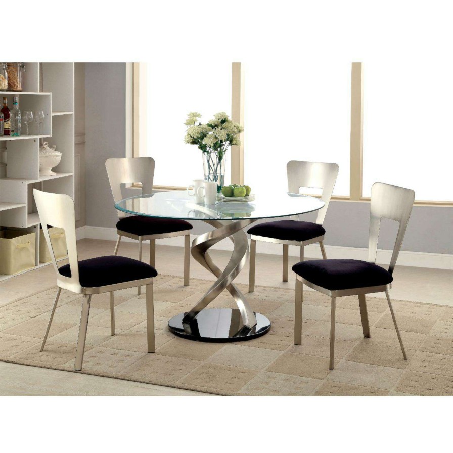 Dining Table Sets * | Top 10 Formal Dining Sets Furniture Of America Sparling 5 Piece Dining Table Set With Open Back Chairs