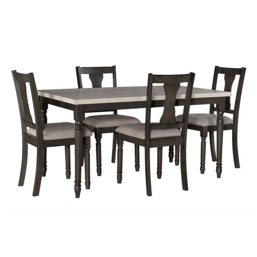 Dining Table Sets * | Flash Sale Rectangle Powell Willow 5-Piece Dining Set Dark Gray And Smokey White