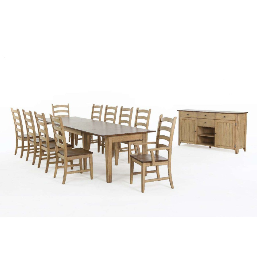 Dining Table Sets * | New Rectangle Sunset Trading Brook 12 Piece Extendable Dining Set With Sideboard