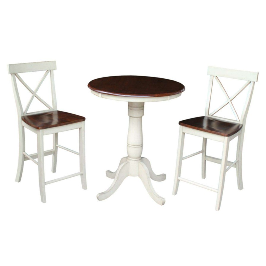 Dining Table Sets * | Best Deal International Concepts Raymond 3 Piece Round Counter Height Pedestal Dining Table Set