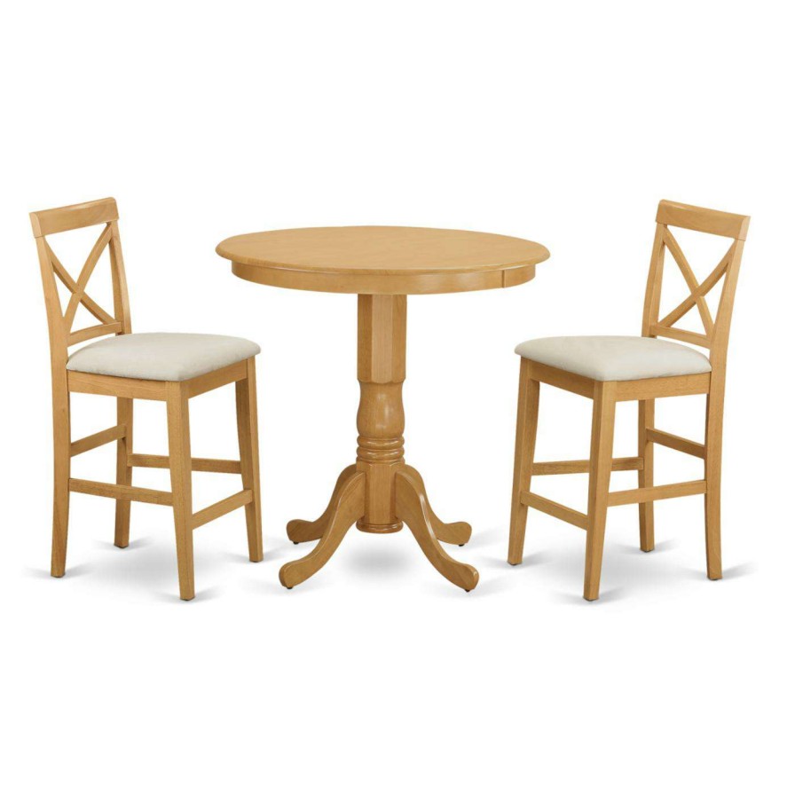 Dining Table Sets * | Deals Casual Dining Sets East West Furniture Jackson 3 Piece High Cross Dining Table Set Wood