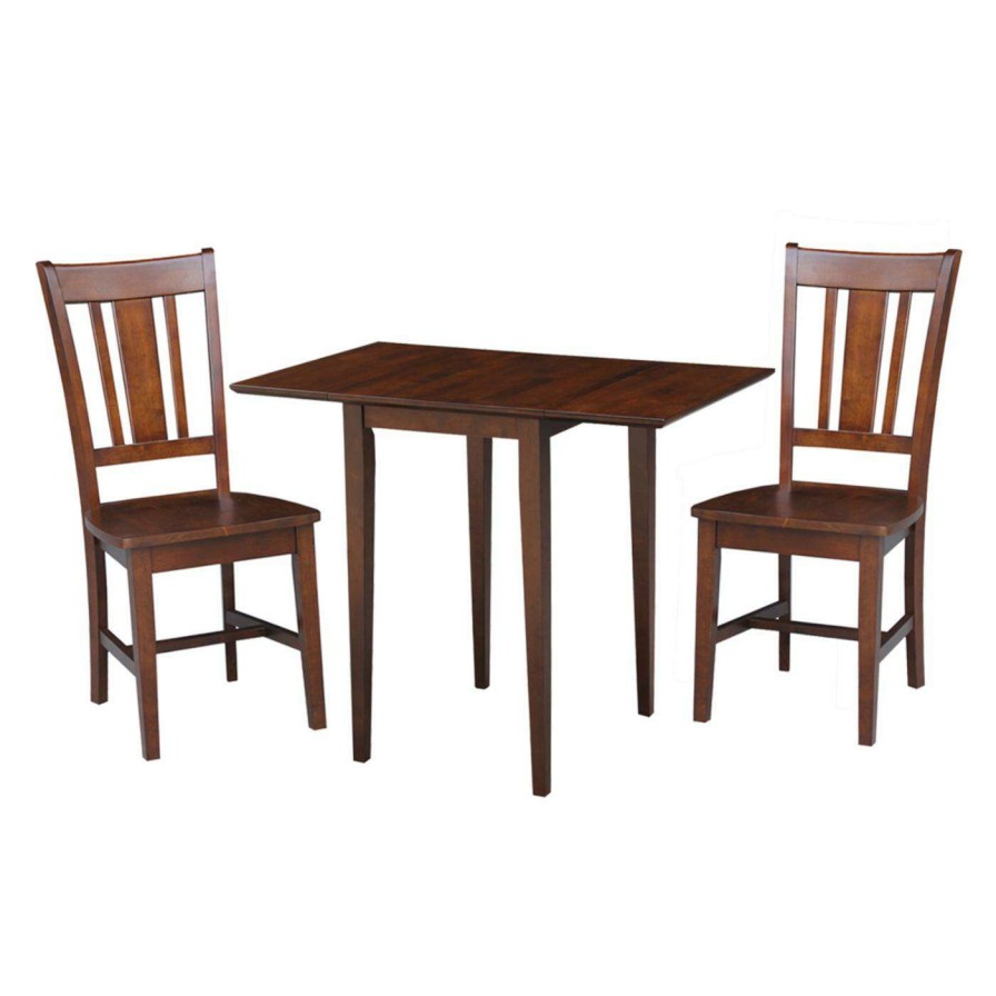 Dining Table Sets * | Cheap Rectangle International Concepts Dual Drop Leaf Square 3 Piece Dining Table Set With San Remo Chairs