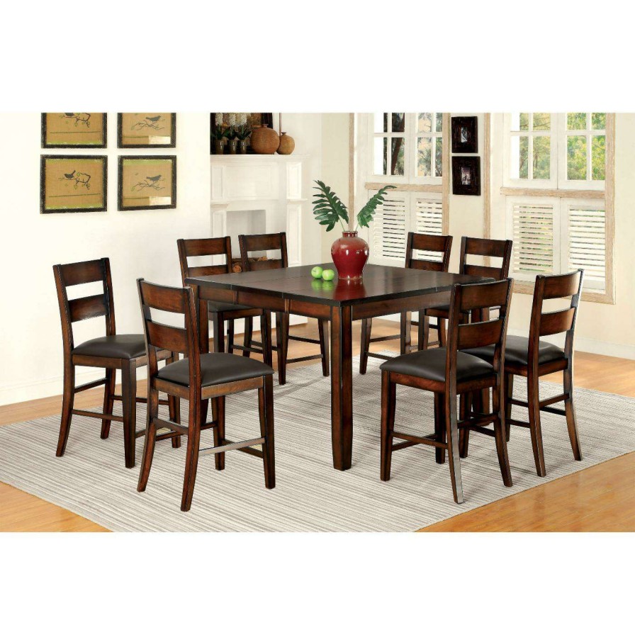 Dining Table Sets * | Best Reviews Of Casual Dining Sets Furniture Of America Gibson Bold Counter Height 9 Piece Dining Table Set