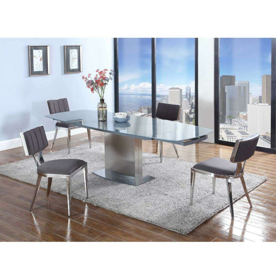 Dining Table Sets * | Best Sale Rectangle Chintaly Mavis 5 Piece Fabric Dining Table Set