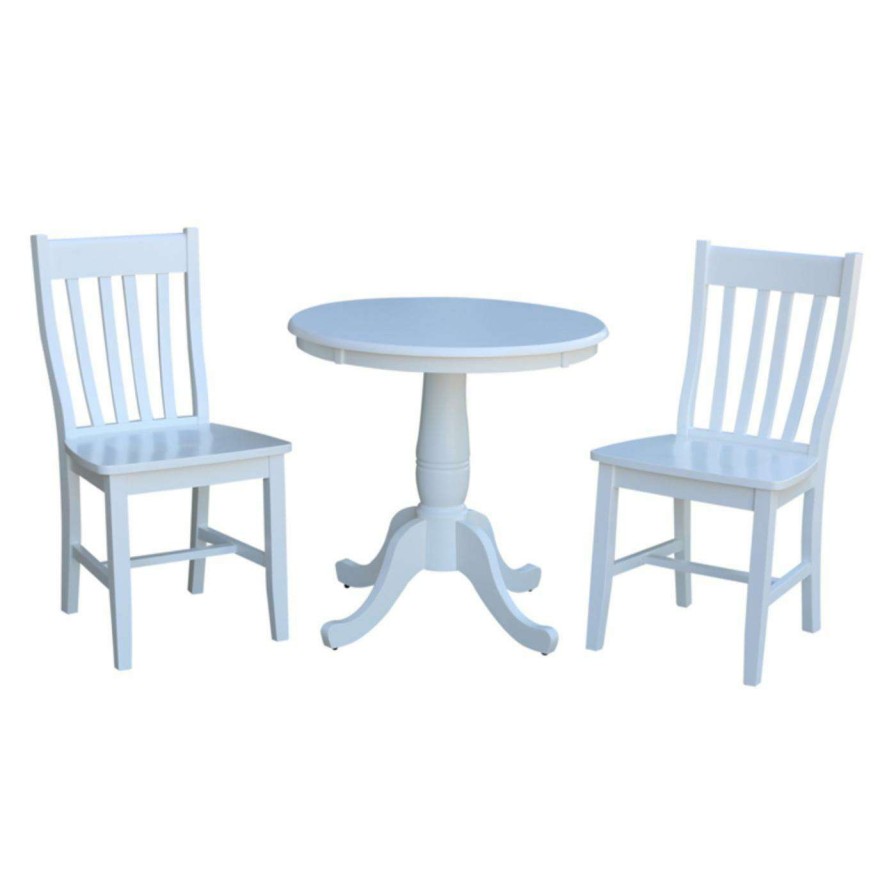 Dining Table Sets * | Hot Sale Round International Concepts 3 Piece Dining Set With Cafe Chairs