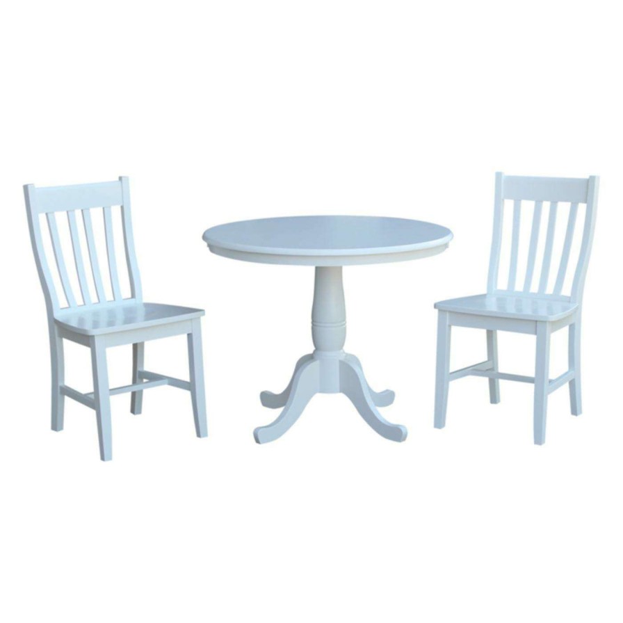 Dining Table Sets * | Hot Sale Round International Concepts 3 Piece Dining Set With Cafe Chairs