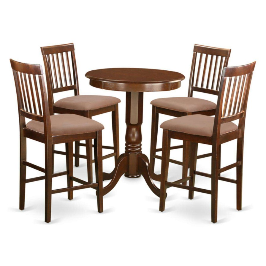 Dining Table Sets * | Brand New Round East West Furniture Eden 5 Piece Slat Back Dining Table Set