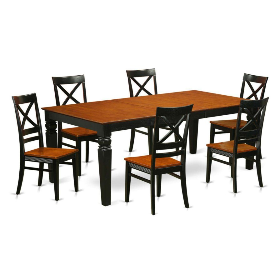 Dining Table Sets * | Best Reviews Of Rectangle East West Furniture Logan 7 Piece Cross-And-Ladder Dining Table Set