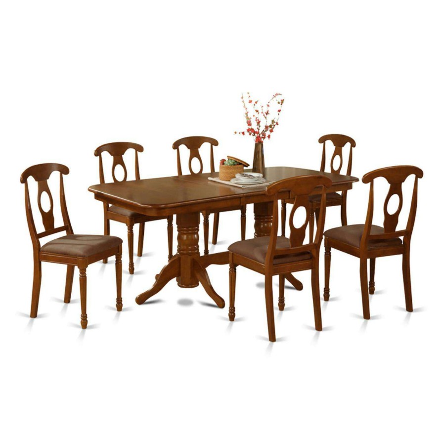 Dining Table Sets * | Cheapest Rectangle East West Furniture Kenley 7 Piece Rectangular Trestle Dining Table Set